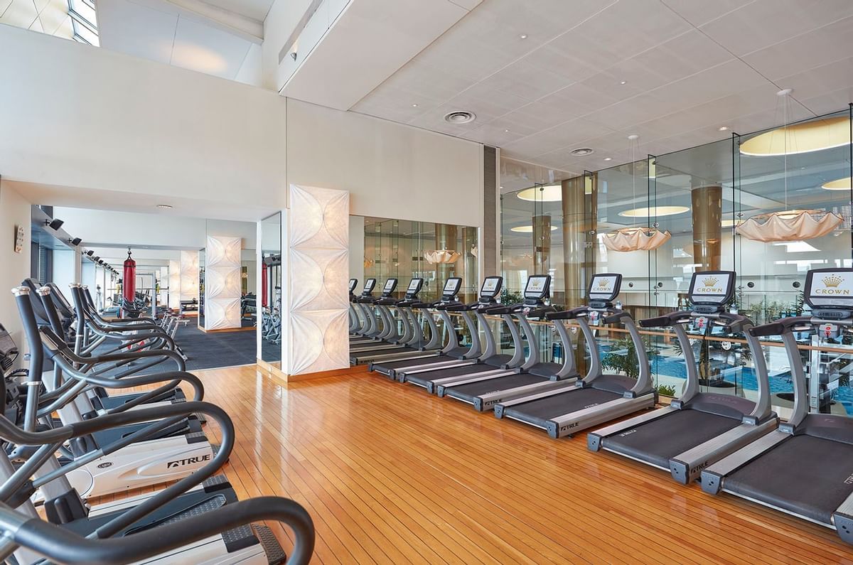 Gym with treadmills at Crown Hotel Melbourne