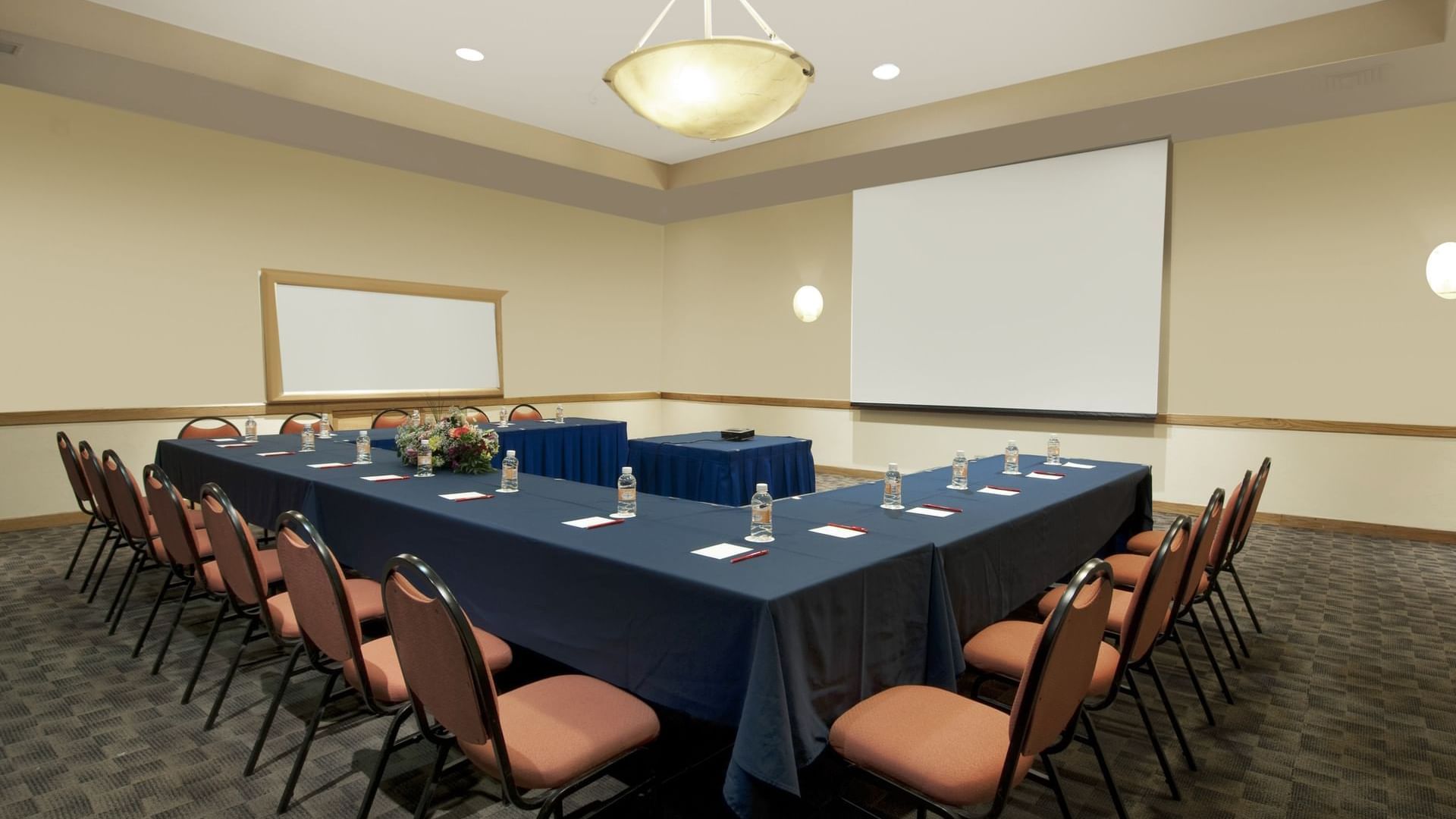 Meeting room with projector screen at Fiesta Inn Hermosillo
