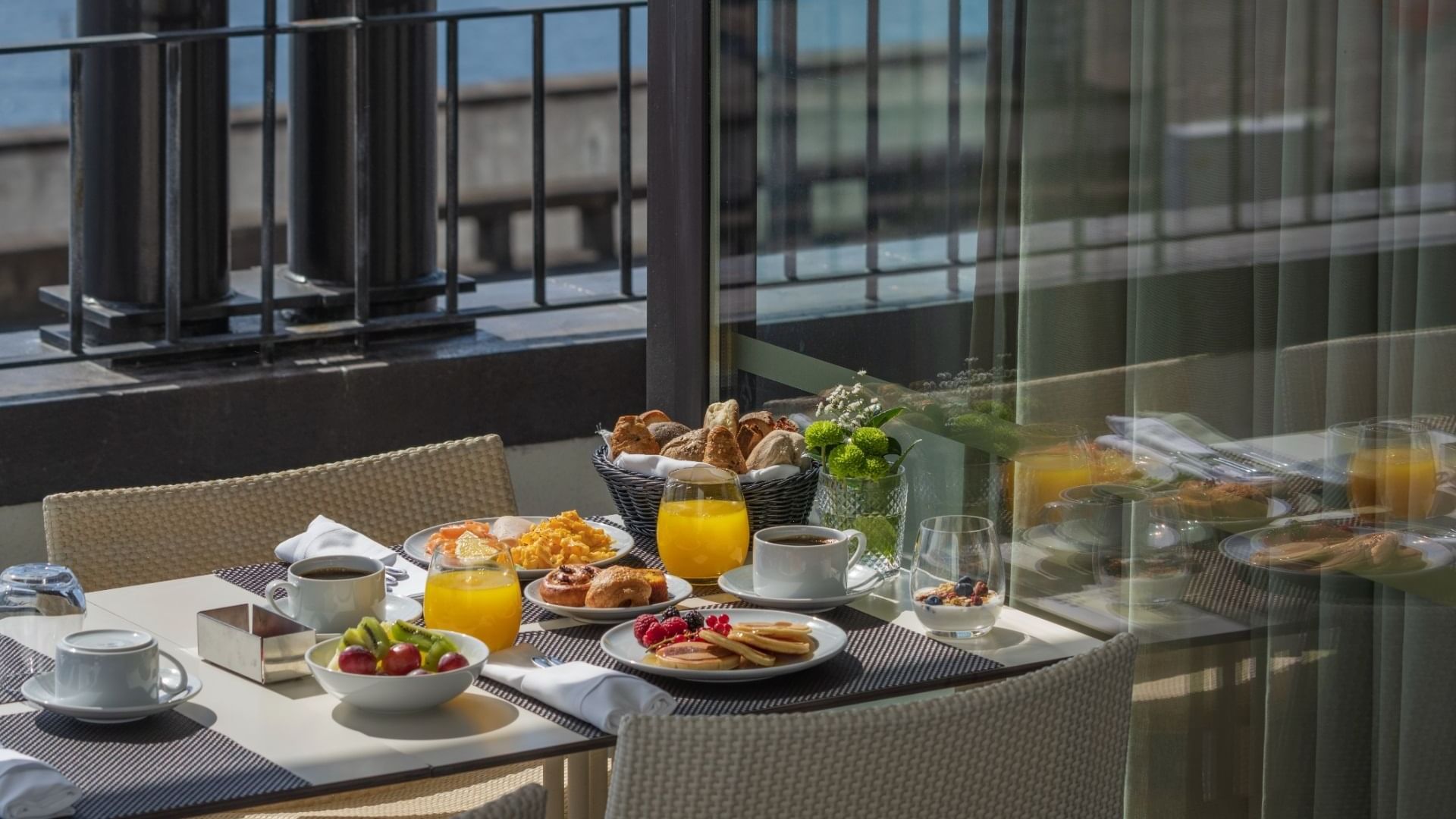 Breakfast served on a dining table in Balcony Restaurant at Grand Hotel Açores Atlântico