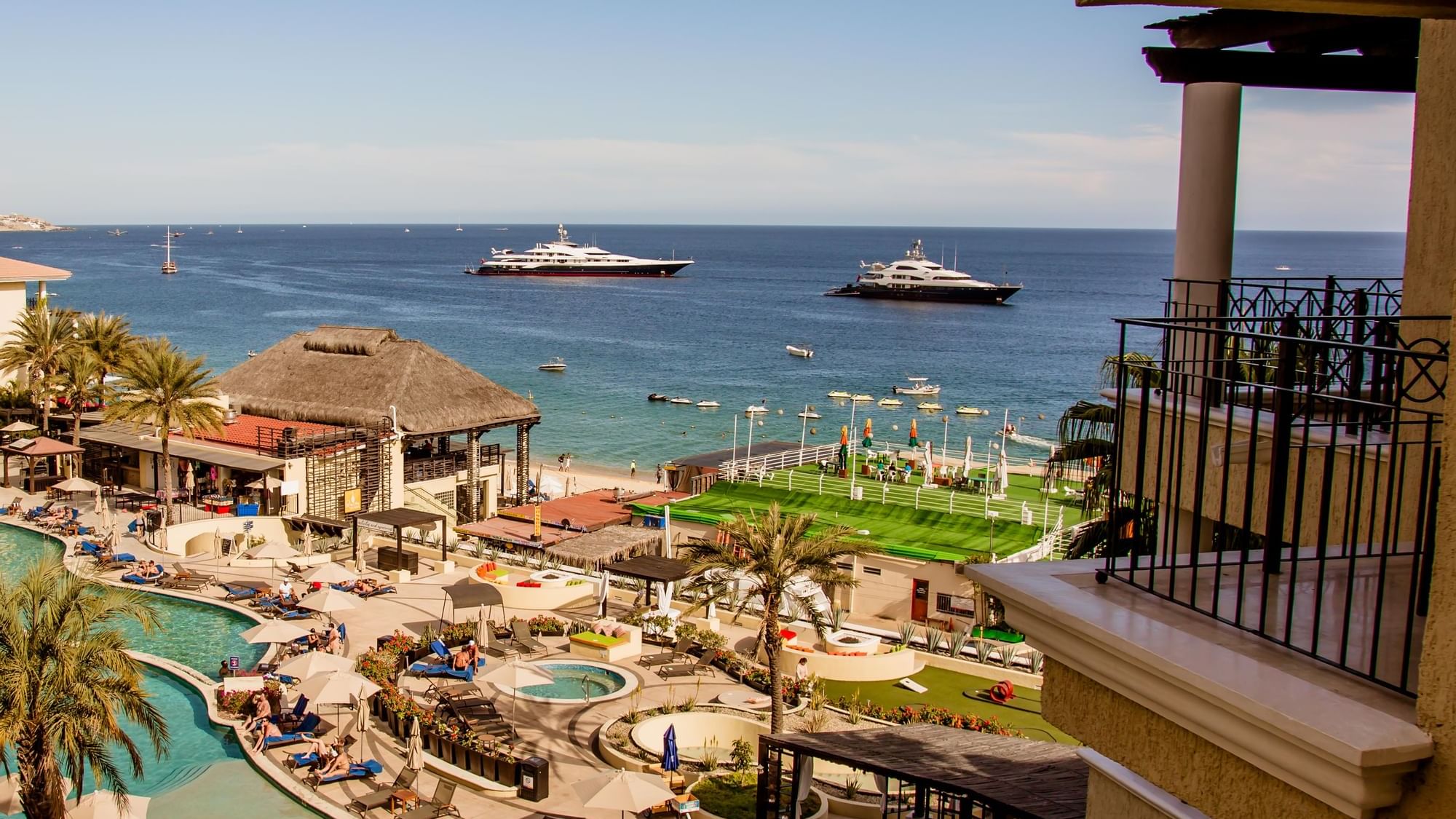 Aerial view of the beach and Casa Dorada Los Cabos Hotel