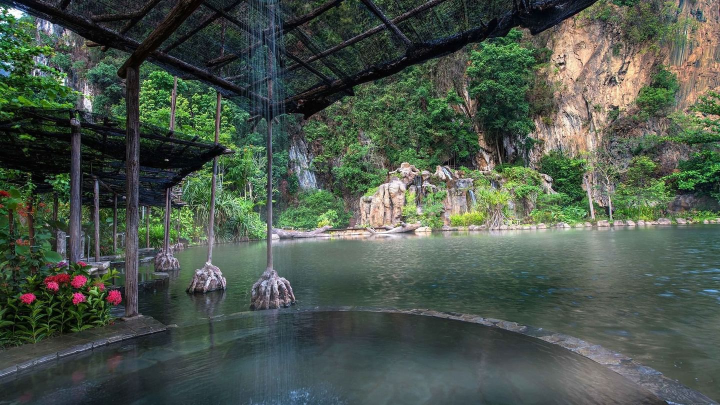 Landscape view of the Geothermal Pool at The Banjaran Hotsprings Retreat