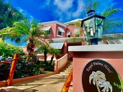 The Royal Palms Hotel entrance with the stairs