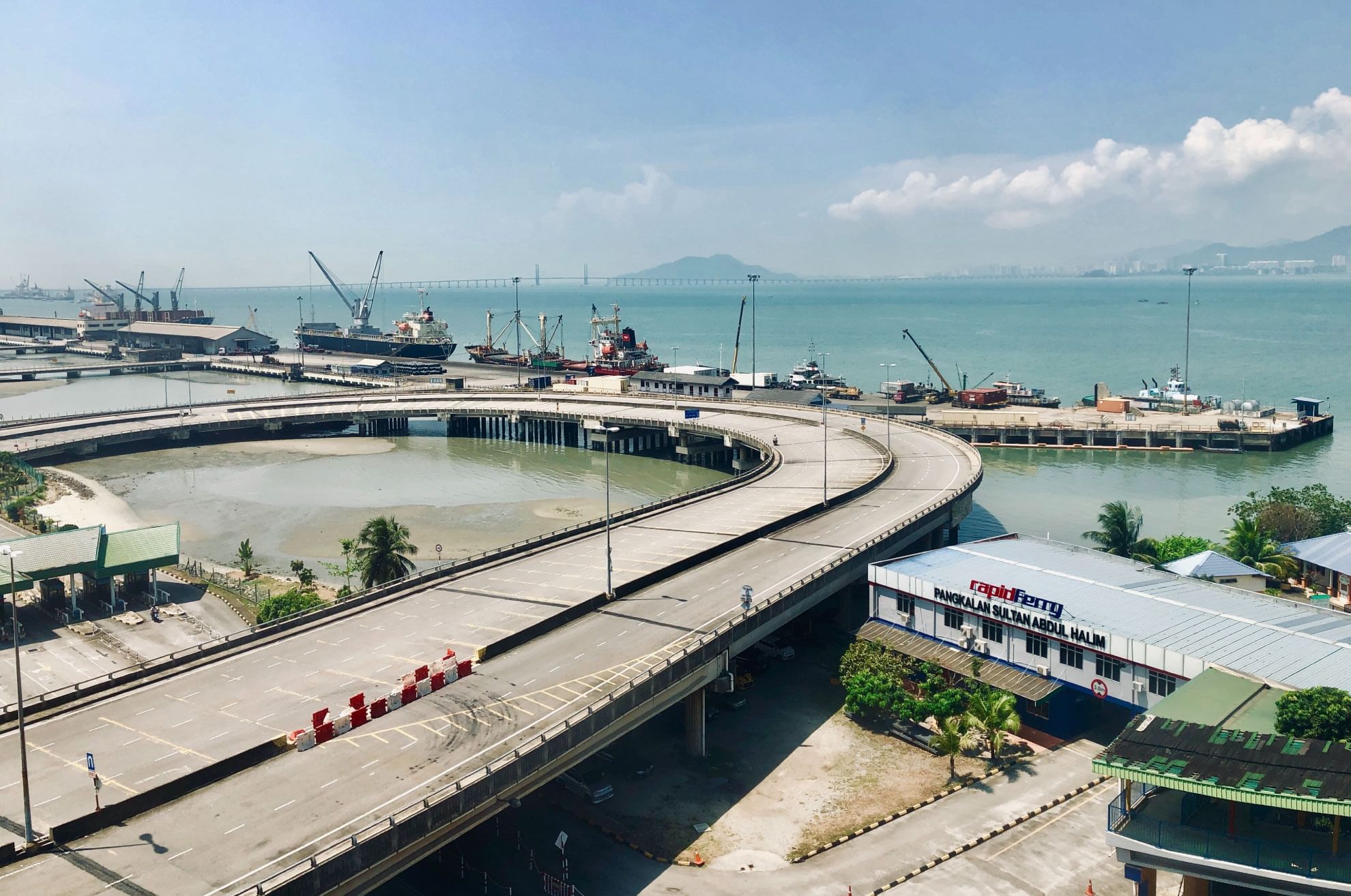 Aerial view of the sea & port in Butterworth Ferry Terminal near Sunway Hotel Seberang Jaya