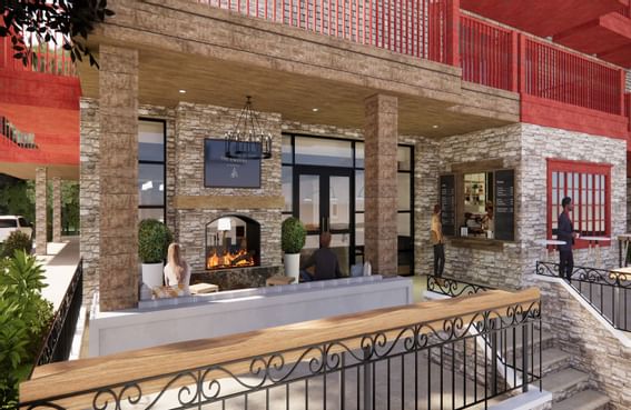 Entrance with fireplace at Hay Creek Hotels