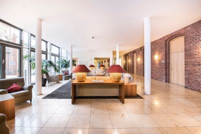 comfortable and spacious lobby in Hotel Collegium Leoninum, Bonn