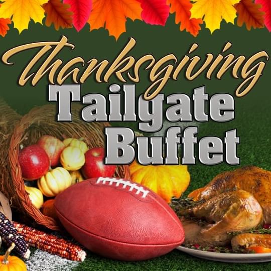 Thanksgiving Tailgate logo with football and turkey