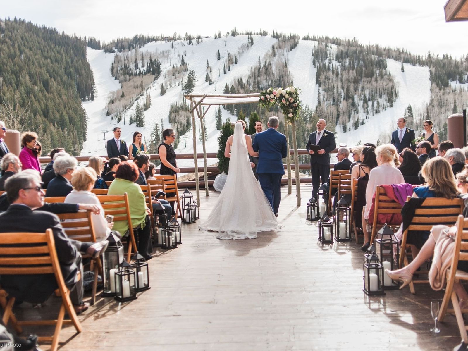 Wedding ceremony in Park City Mountain Wedding Venue at Stein Eriksen Lodge