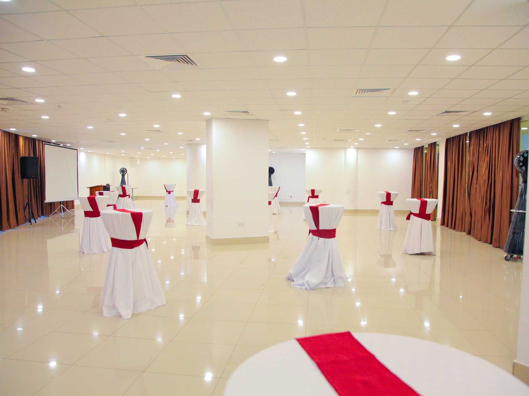Banquet set-up in Ikaze hall at Ubumwe Grande hotel