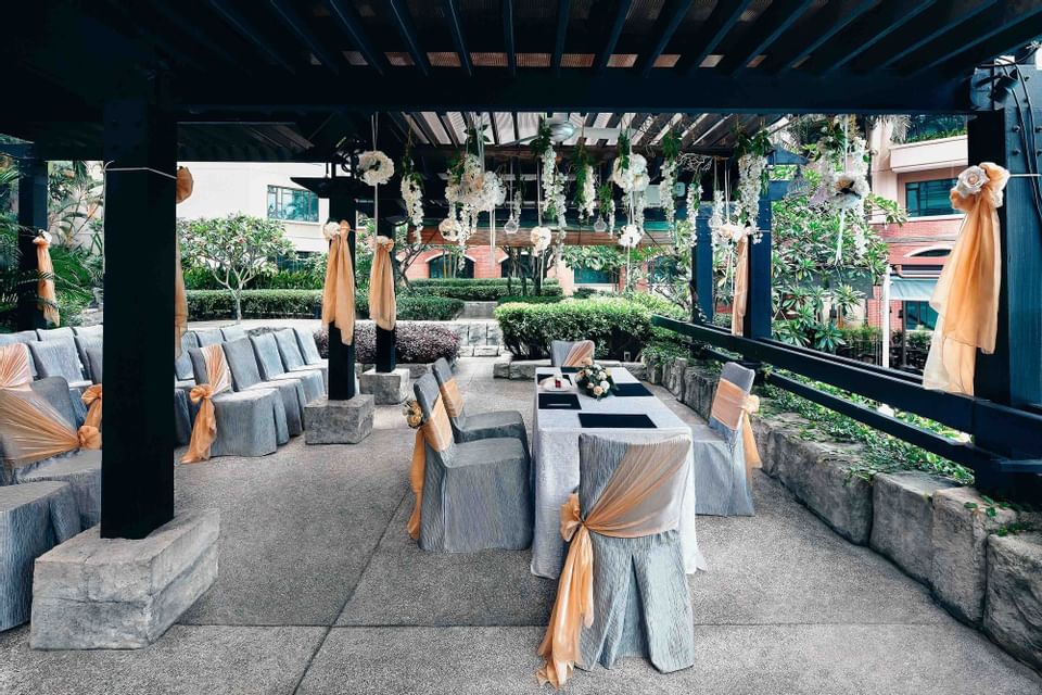 Wedding seat setup in Poolside Gazebo at Paradox Singapore