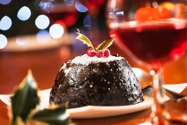 Traditional christmas pudding dessert