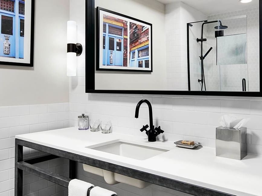 Bathroom vanity in Terrace Room at Gansevoort Meatpacking NYC