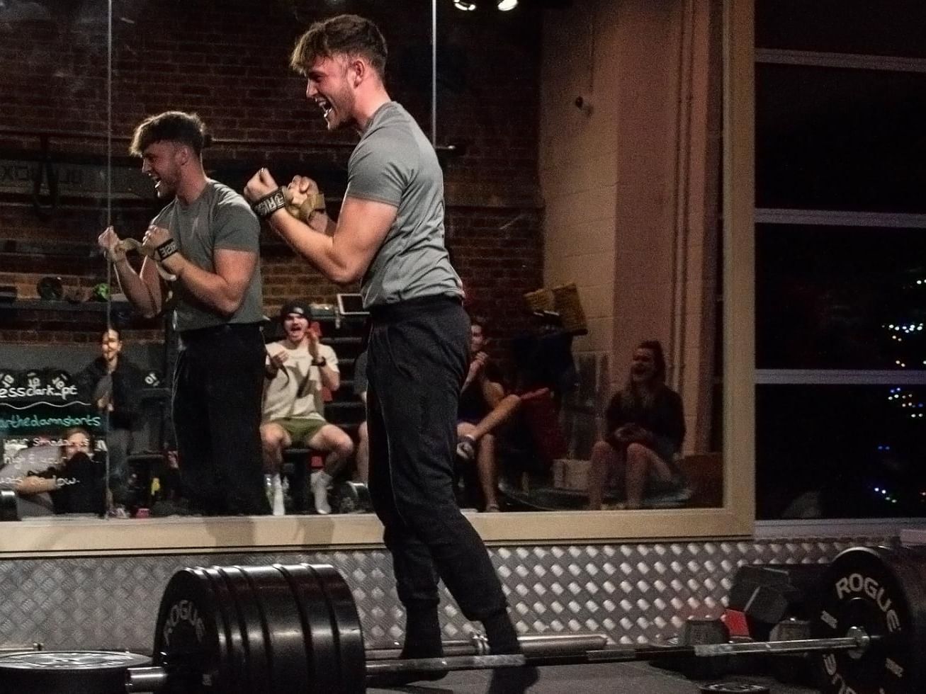 A male gym trainer motivating his gym-goers at East Park Gym