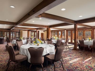 Close-up of banquet table in a Ballroom at Stein Eriksen Lodge