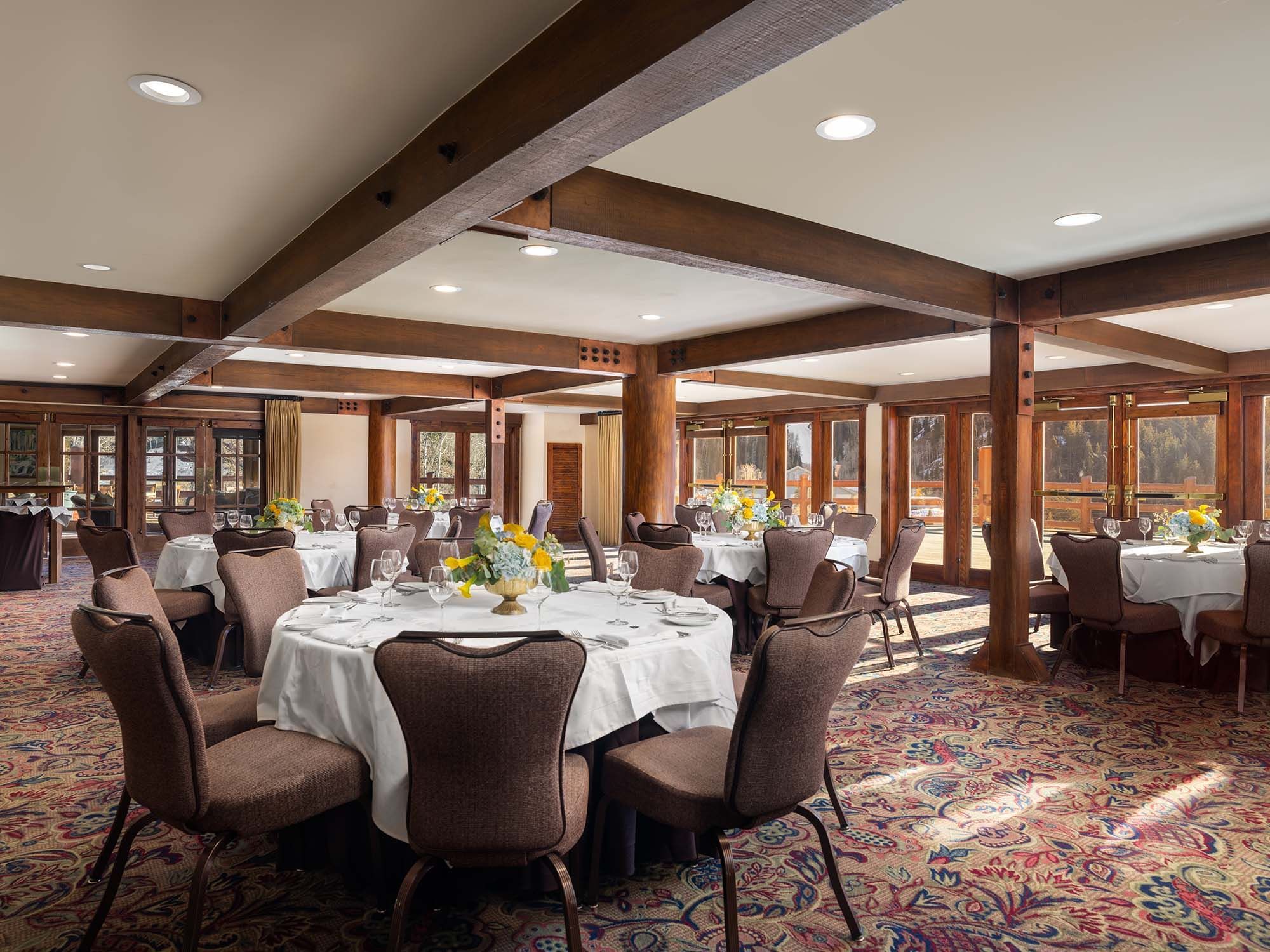 Dining setup in a Flagstaff room at Stein Eriksen Lodge