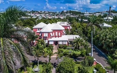 aerial shot of royal palms hotel