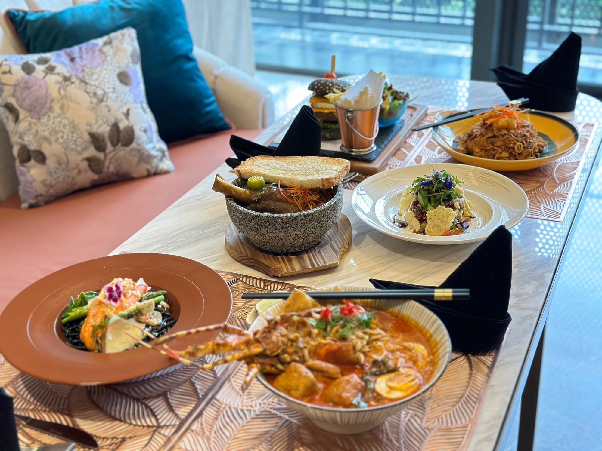 Dishes served by the comfy lounge area in a Restaurant at Imperial Lexis Kuala Lumpur, Dining in KLCC