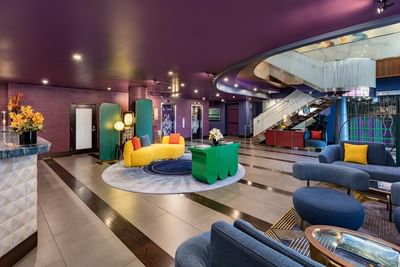 Front desk & lobby lounge area at E Central Downtown LA Hotel