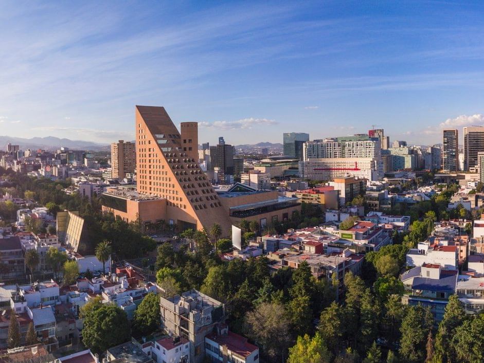 Aerial view of Mexico City near La Colección