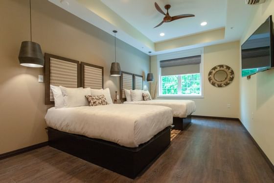 Beds with headboards in Tanzania-themed Room, The Whittaker Inn