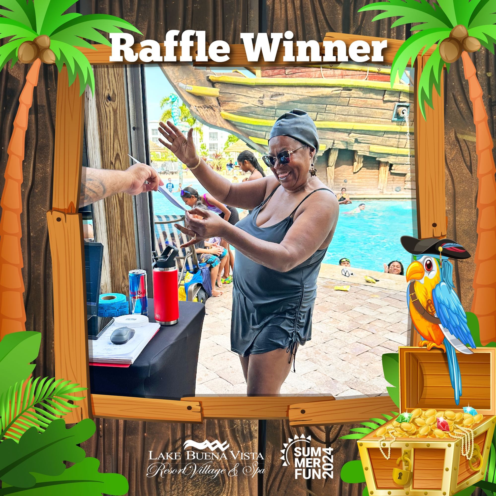 Lady at a pool-side service area of Lake Buena Vista Resort Village & Spa