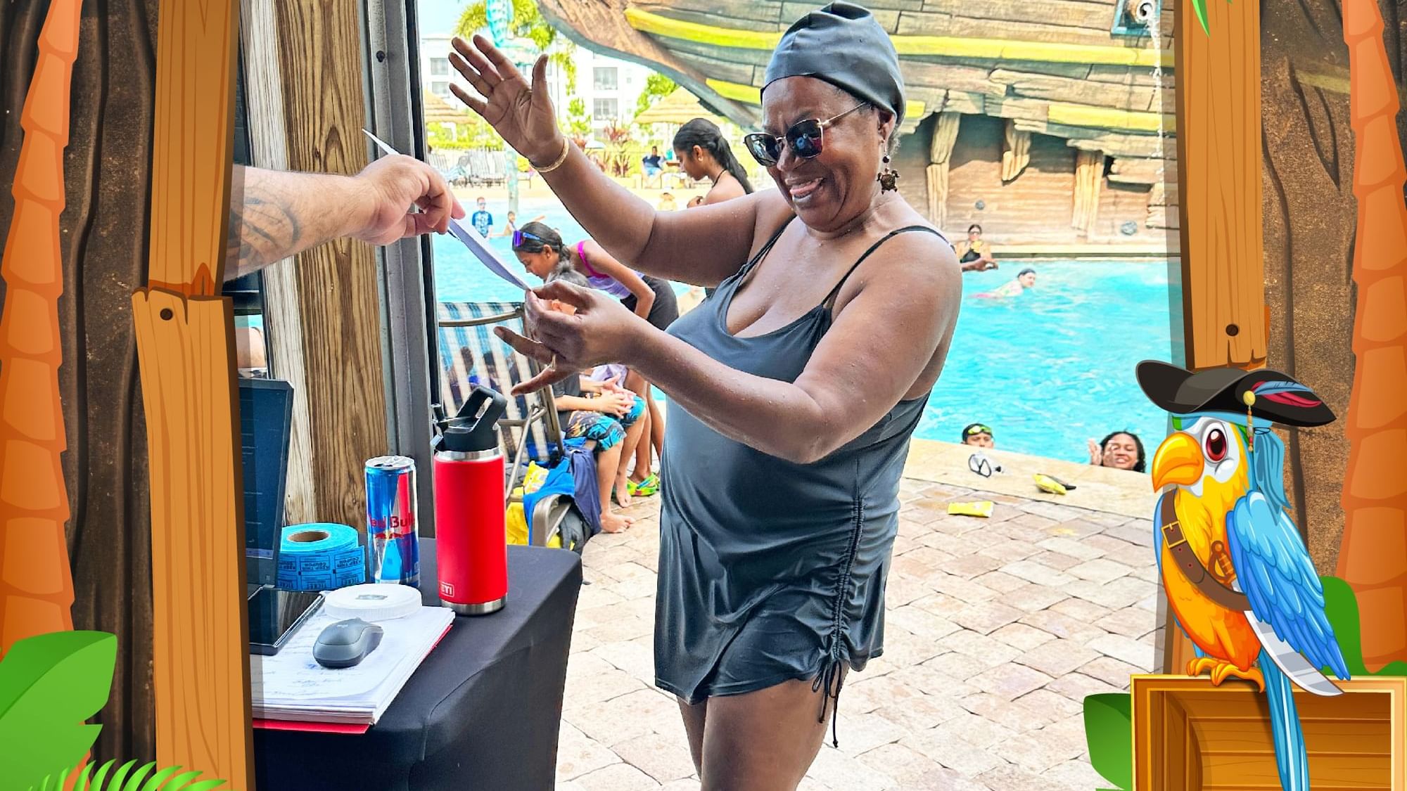 Lady at a pool-side service area of Lake Buena Vista Resort Village & Spa