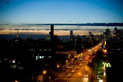 City Street at Night time near Amora Hotel Melbourne