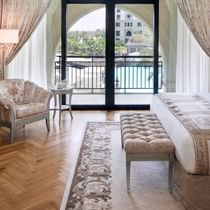 TV & king bed in 3-bedroom residence at Palazzo Versace