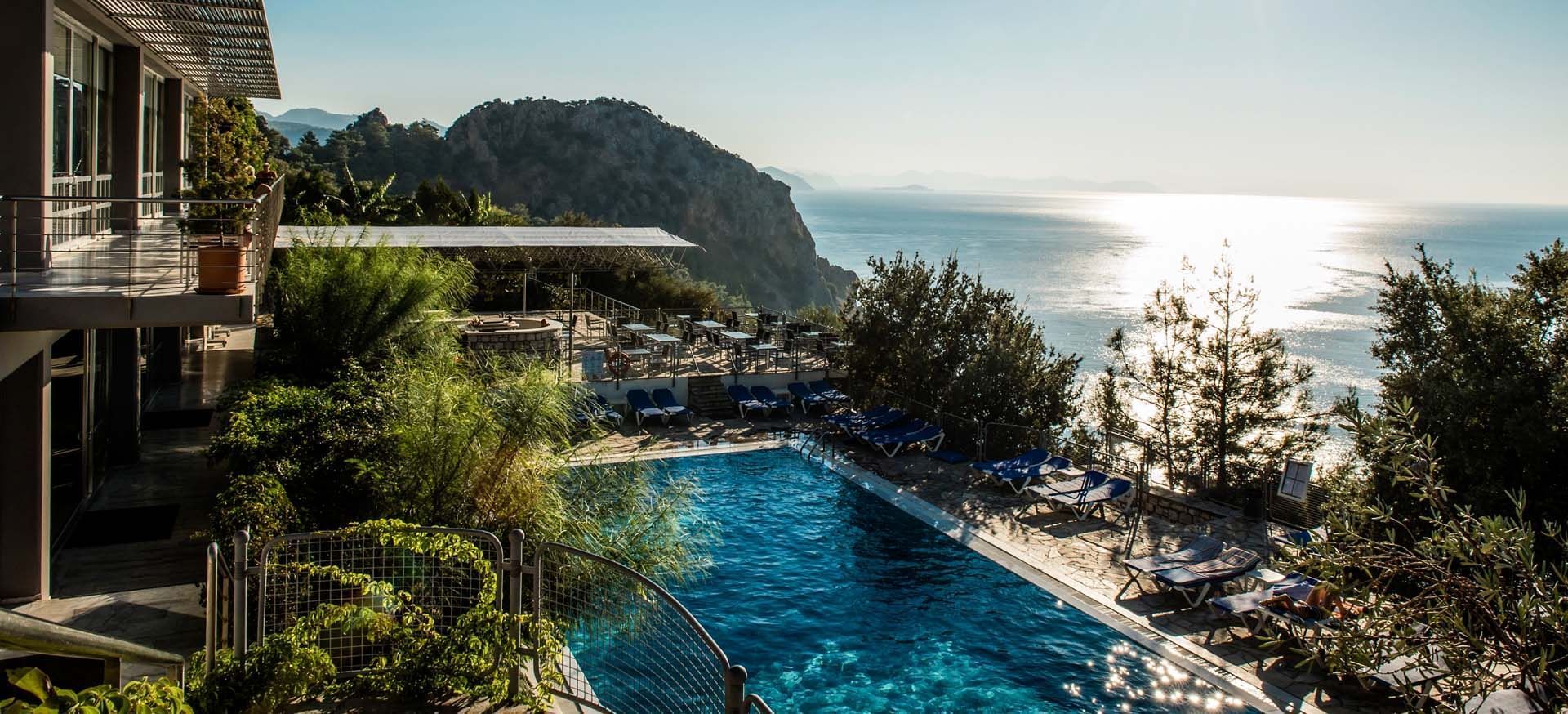 View of the pool from the terrace at Design Plus Group Hotels