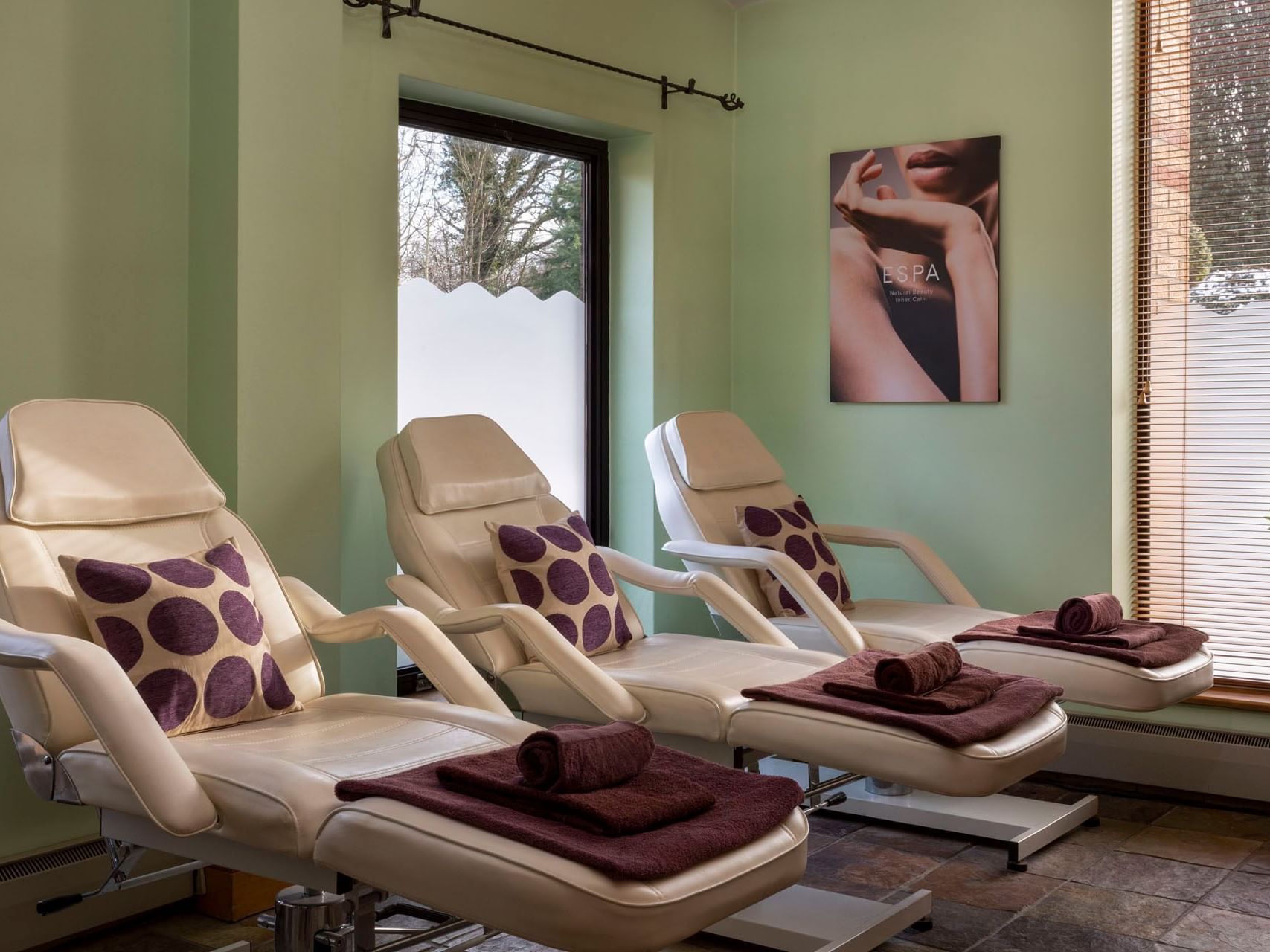 Nail treatment area in the spa at Bridgewood Manor Hotel