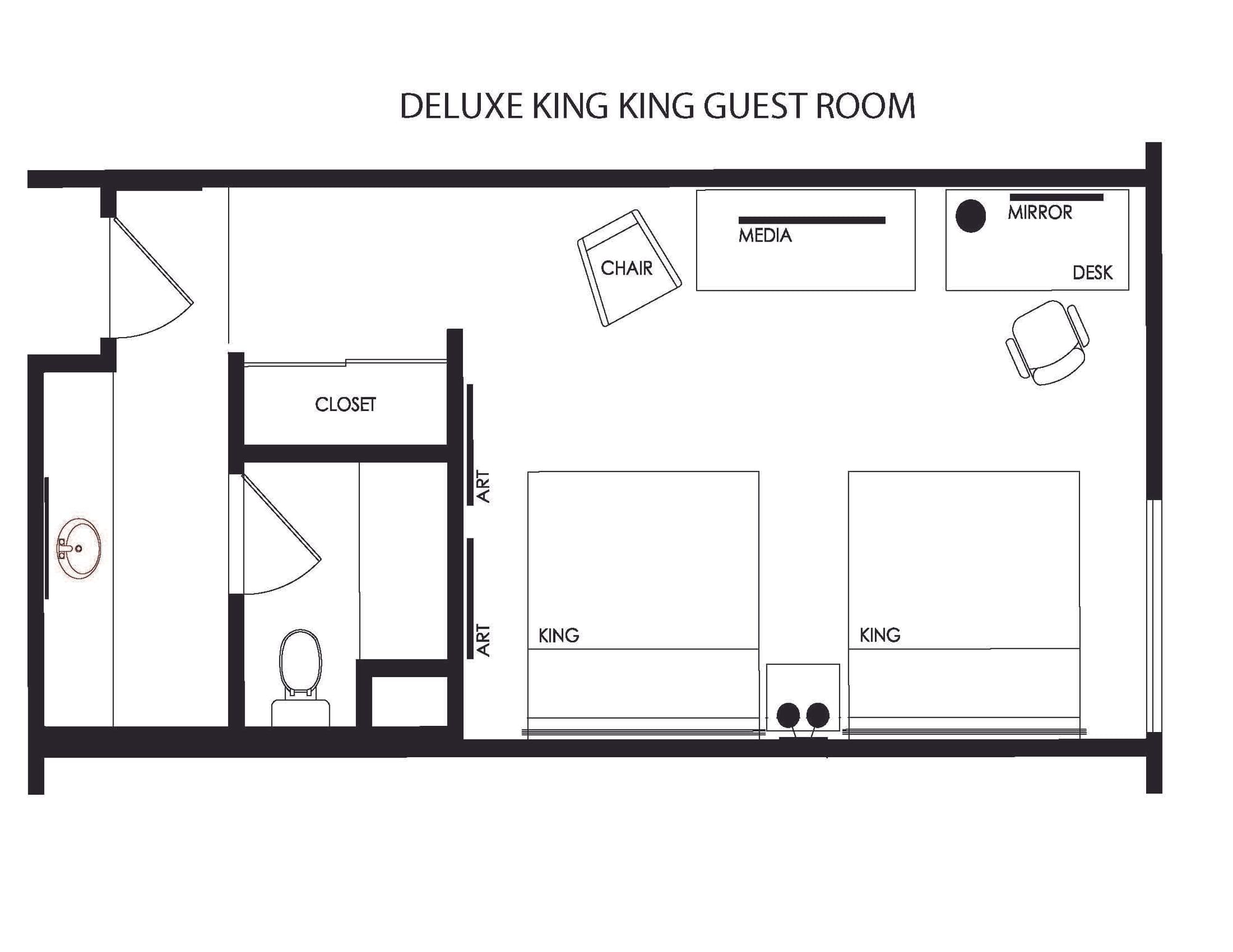 a floor plan for a Deluxe King King Guest Room