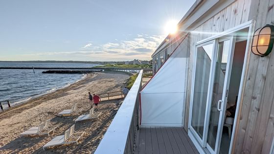 View of the beach from the balcony of Falmouth Tides