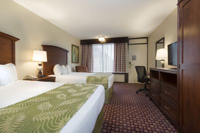 Twin beds & TV in Deluxe Double Room at Rosen Inn International