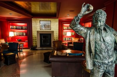 Fireplace lounge at Aria Hotel in Prague
