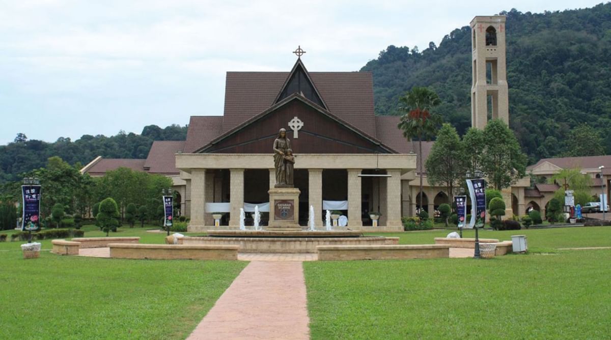 Exterior view of the St Anne's Church on a sunny day near Sunway Hotel Seberang Jaya