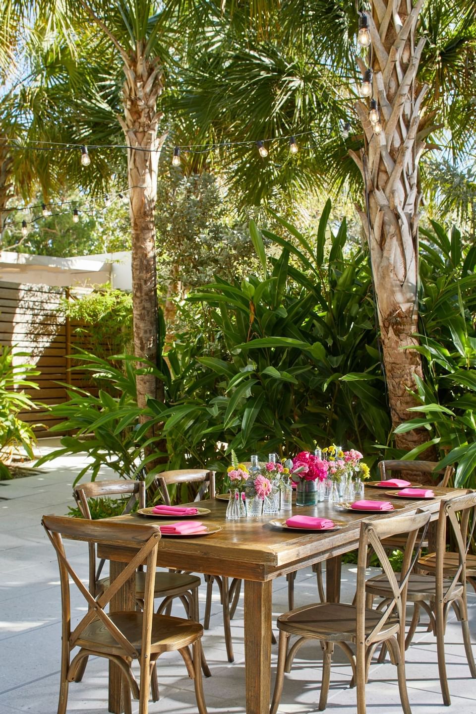 A Table arranged in The Secret Garden at The Sarasota Modern