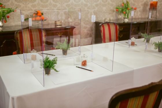 glass dividers on a table
