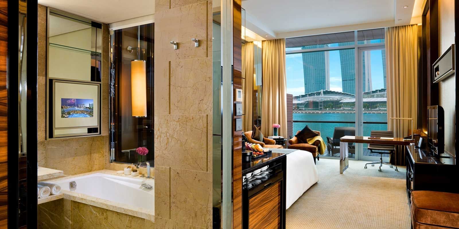 Premier Bay View Room with king bed at Fullerton Bay Singapore