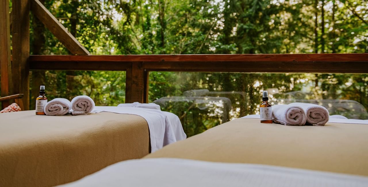Two massage beds