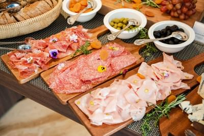 Prosciutto, olives & bread slices buffet at Hanoi Daewoo Hotel
