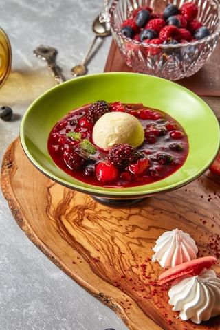 Gazpacho dessert served in the Restaurant at Hanoi Daewoo Hotel