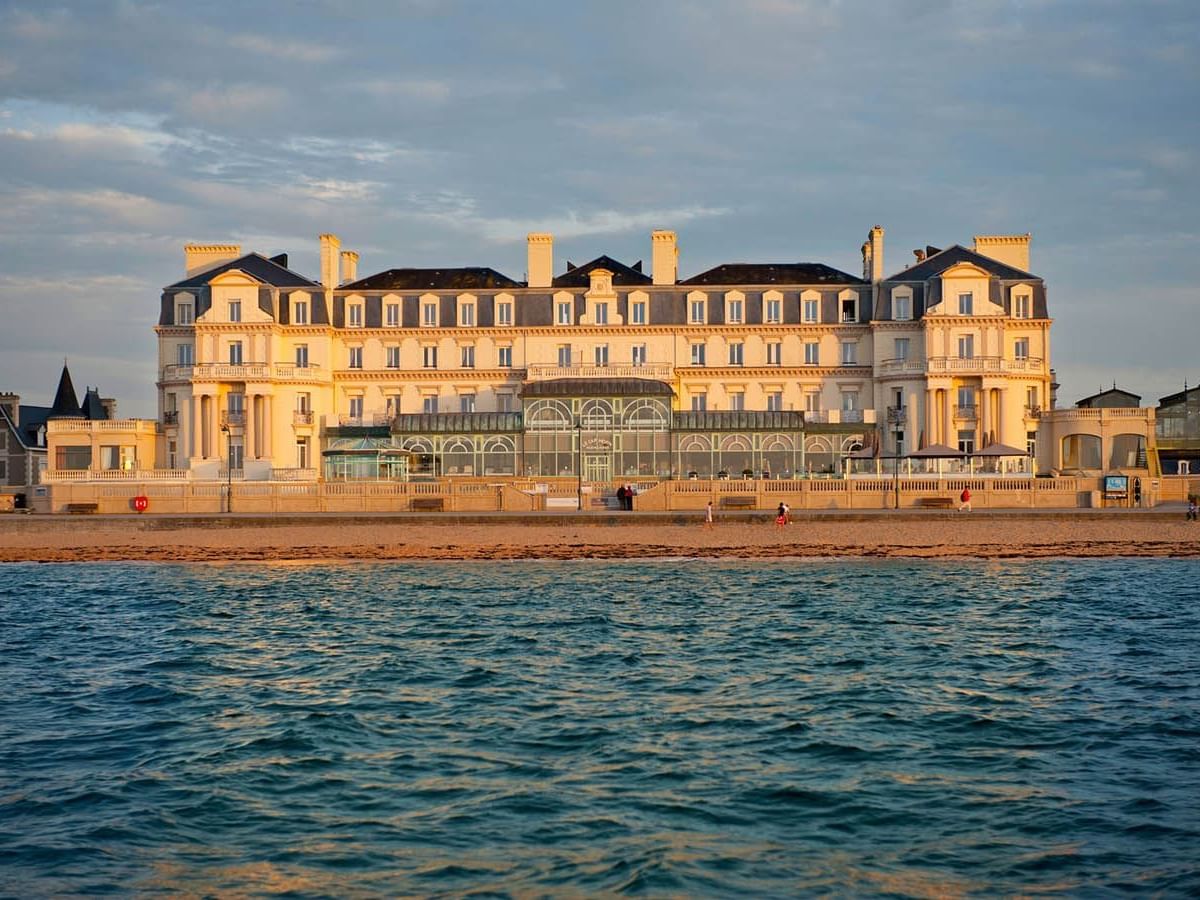 Hotel from water at Grand Hotel des Thermes