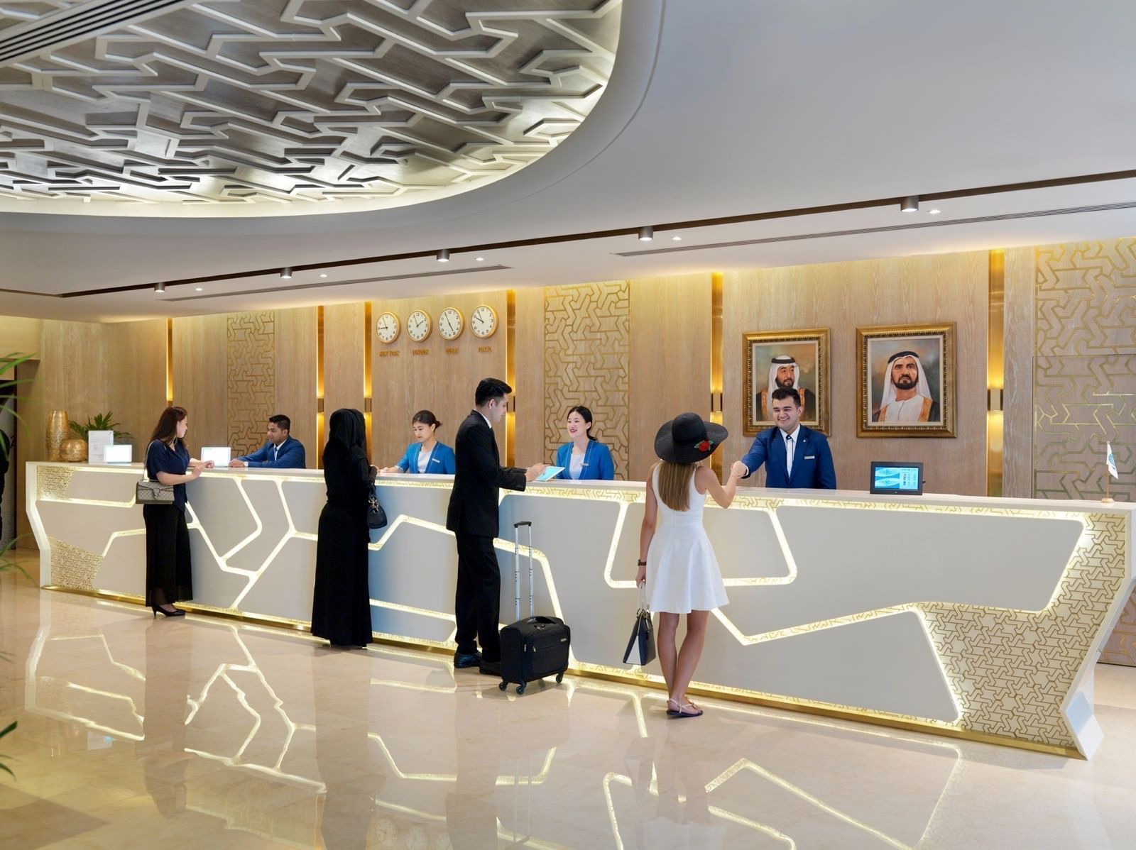 Guests on a luxury reception counter at 2 Seasons Hotel & Apt