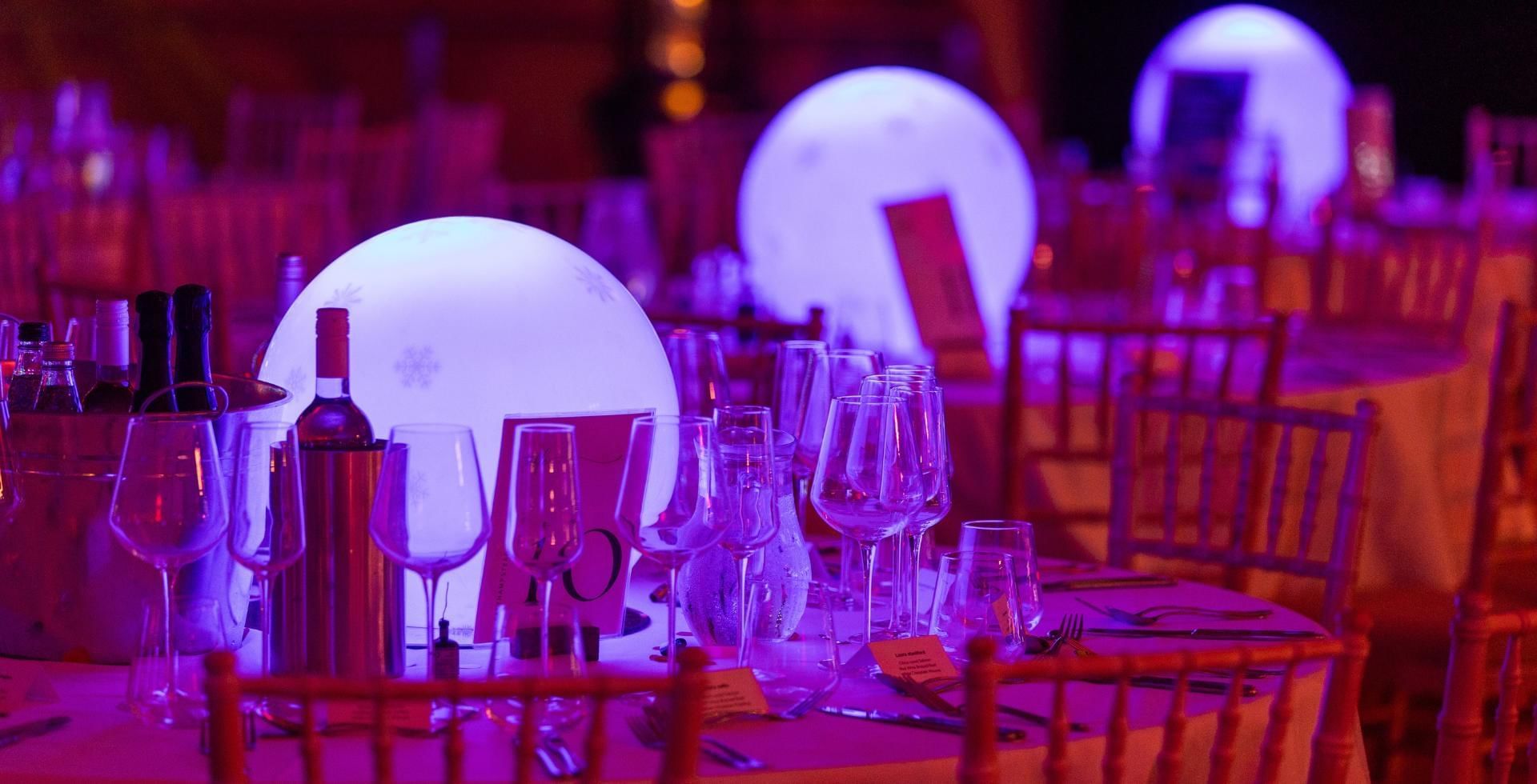 Close up of Christmas Party tables at The King Suite in Berkshire