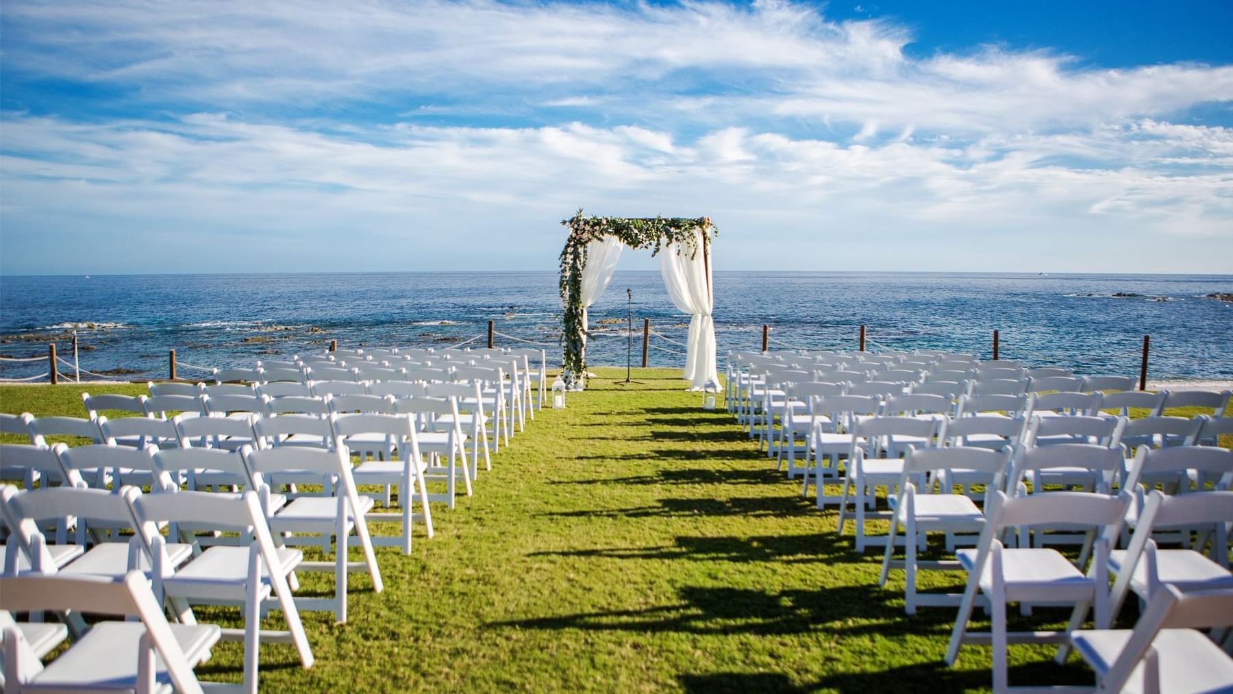 Outdoor wedding ceremony set-up at Grand Fiesta Americana