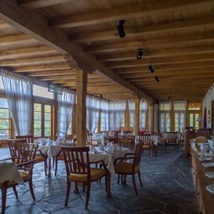 Interior of Sarfa Khar Restaurant at Serena Khaplu Palace