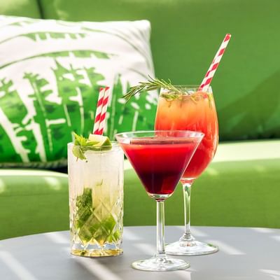 Three beverages served in Pool Bar Oaza, Falkensteiner Hotels