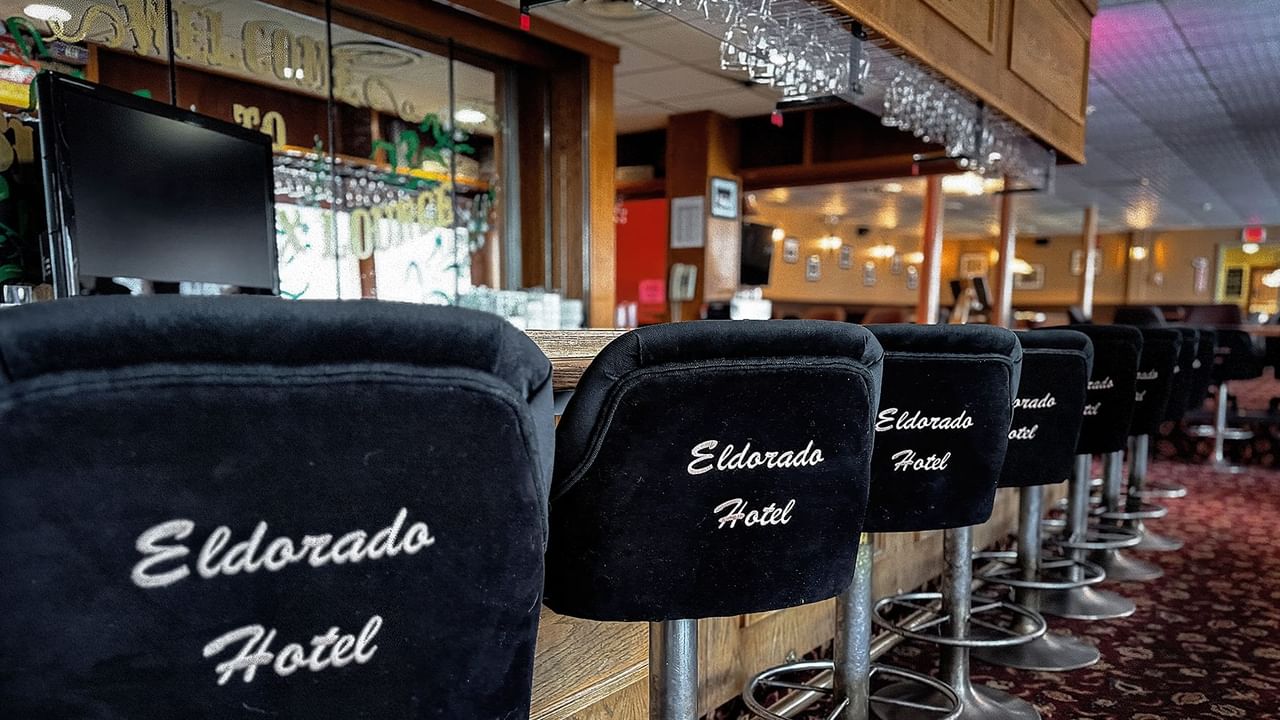 bar seats in the Sluice Box Lounge, Dawson City