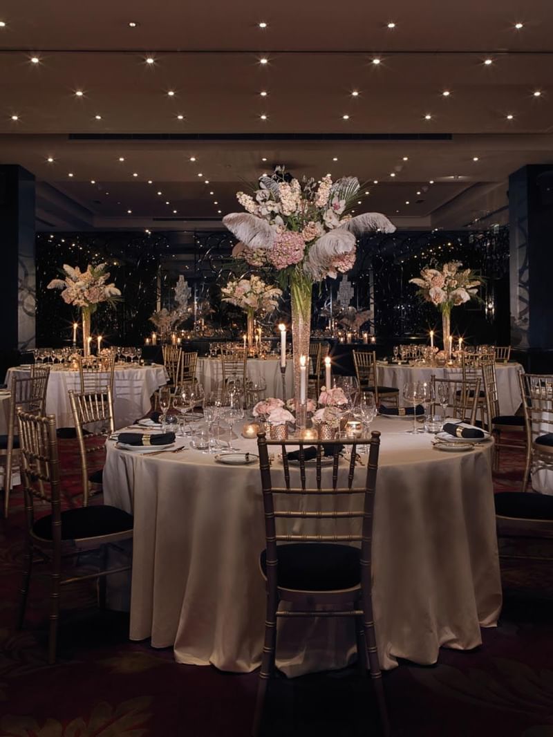 A Table setting in an event room at The May Fair Hotel London