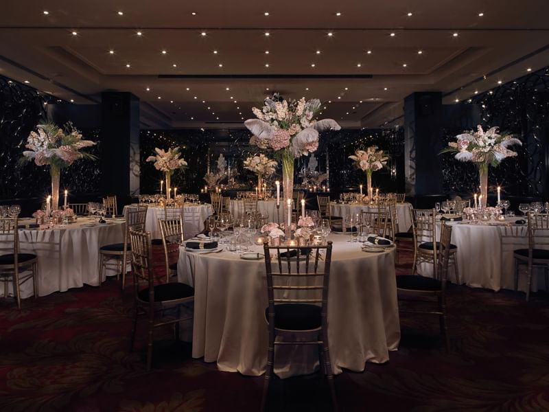 A Table setting in an event room at The May Fair Hotel London