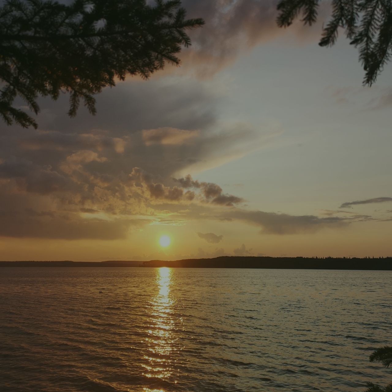 sunset over lake